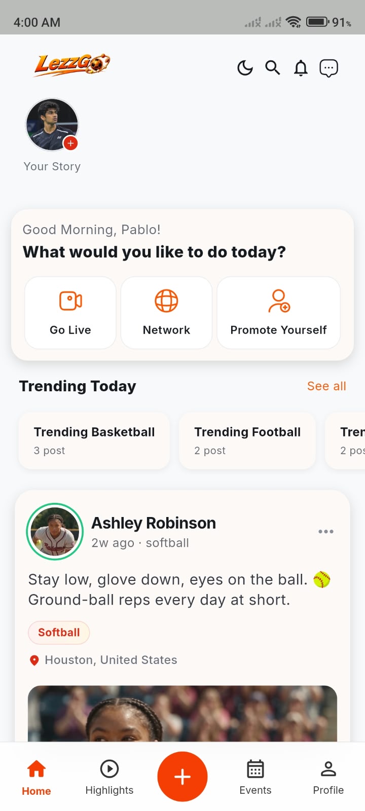 LezzGo app home screen